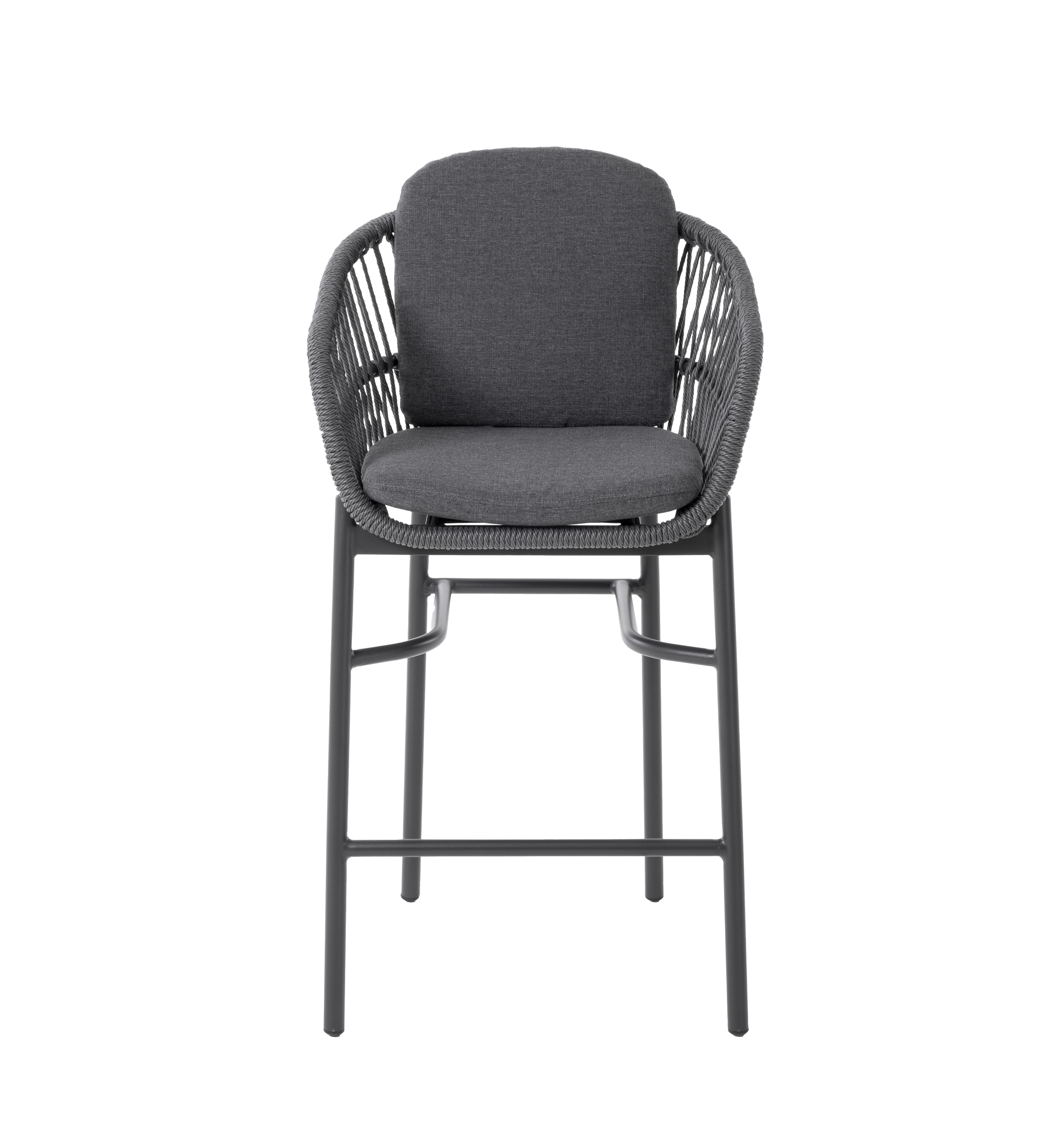 L.C. Wholesaler Barstuhl BARI ca. B60 H108,5 T63 cm in Rope Farbe dunkelgrau