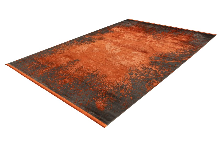 Webteppich ELYSEE ca. 160x230cm in Farbe terra, Teppich, Flächenteppich, Rostfarben, Industrielles Muster, Rostige Optik