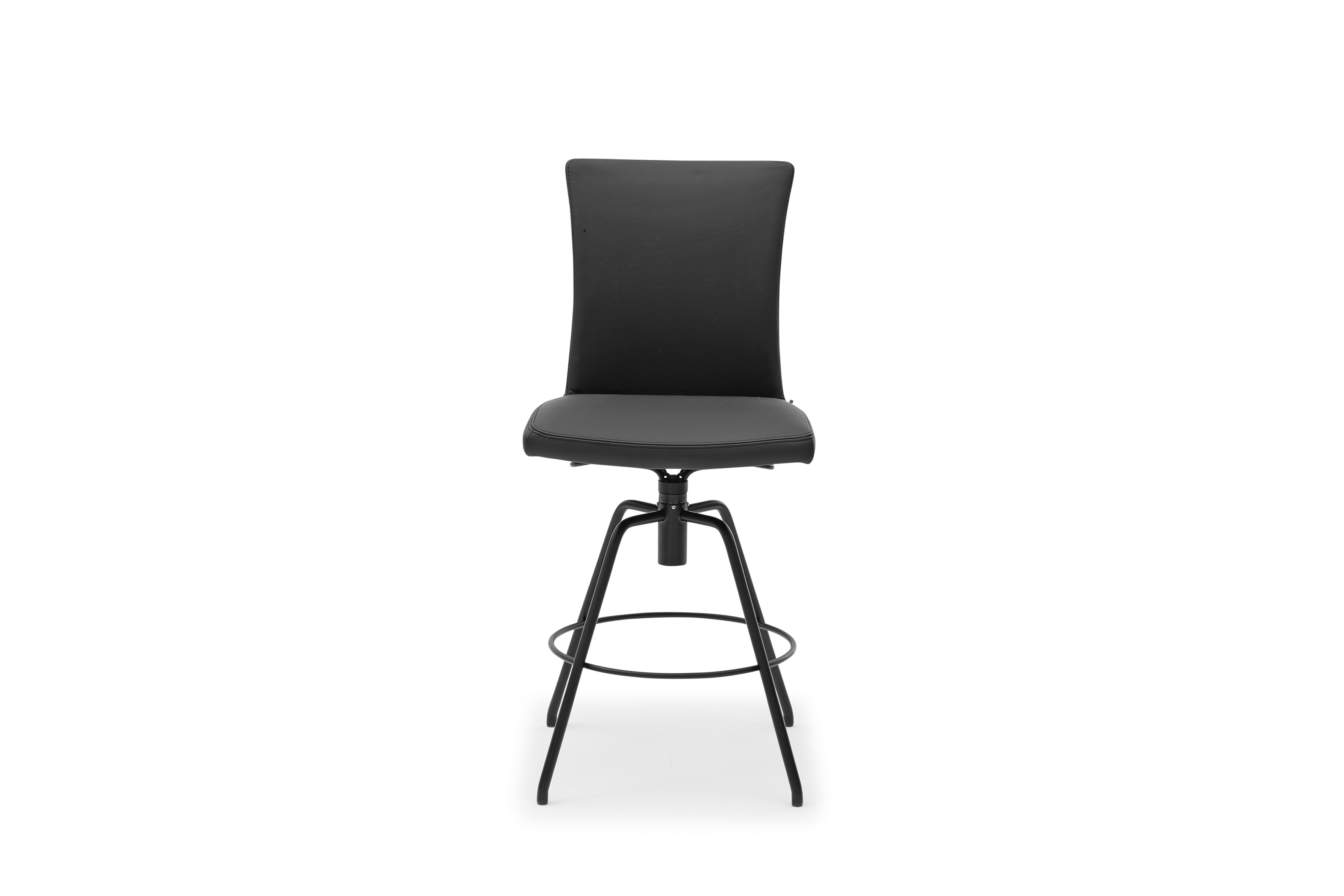 Musterring Tresenhocker Helmond, Leder Toledo nero, 4-Fuß-Drehgestell schwarz, mit Dreh-Moover-Funktion, Sitzhöhe ca. 70 cm