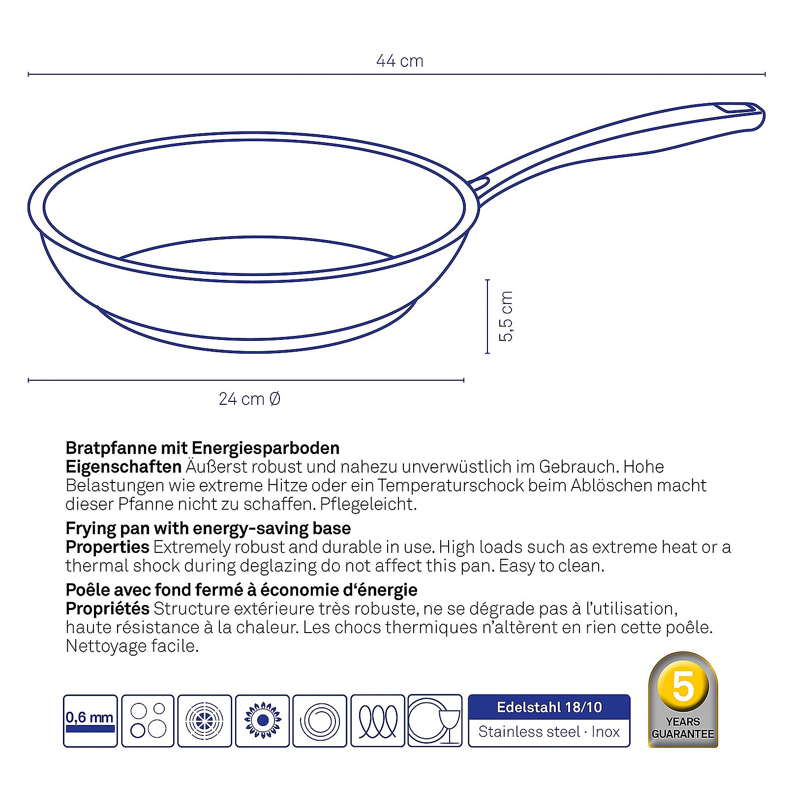 Kela Bratpfanne Flavoria FLAVORIA in Silber Glänzend, Kochtopf, Kochgeschirr, Bratpfanne