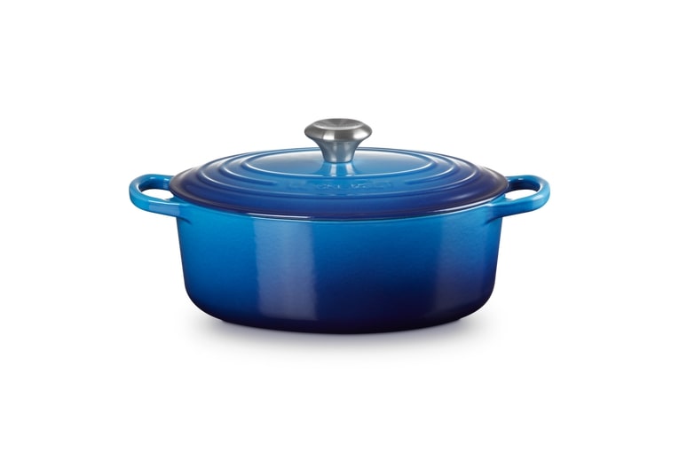 Le Creuset Bräter Sig 27cm SIG in Farbe Azure Le Creuset Bräter Sig 27cm Azure Oval