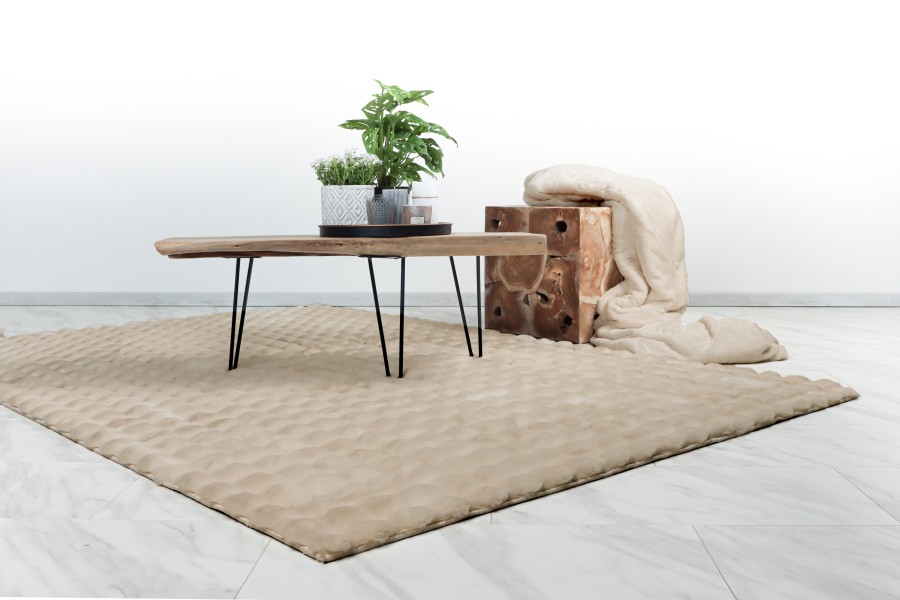 Webteppich HARMONY ca. 200x290cm in Farbe beige, runder teppich, runder teppich, pflanzen, wohnzimmerdekoration, kupferfarbener-knopf?