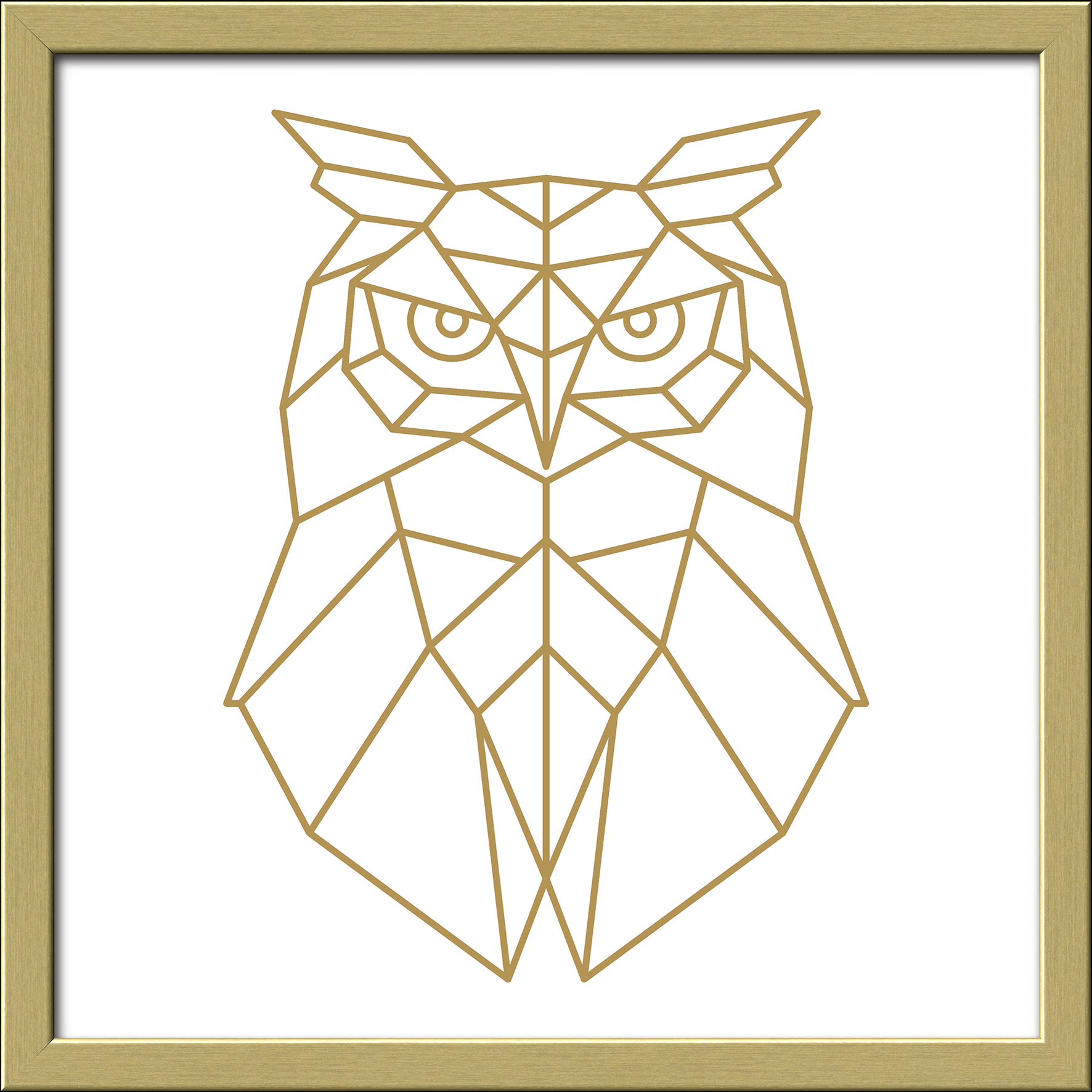 ProArt Framed-Art Slim Scandic 33x33cm Golden Polygon Owl