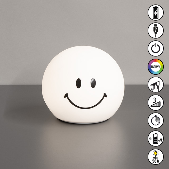 FH Lighting LED-Tischleuchte GLOWMOJI in Silikon weiß, Ei, Essen