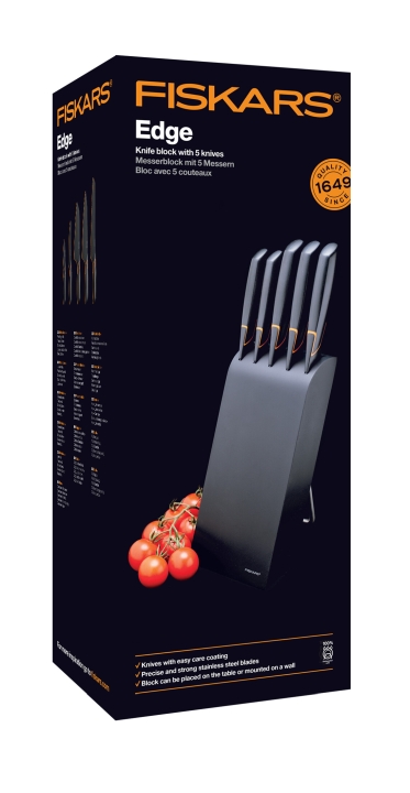 Fiskars Messerblock mit 5 Messern EDGE in Farbe Black