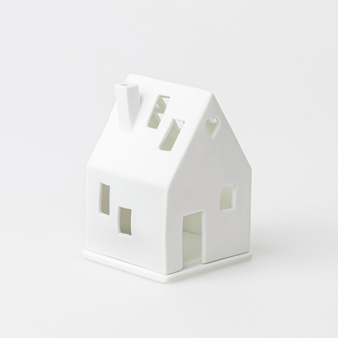 Lichthaus Liebe macht aus einem Haus, Porzellansmodell, Weiß, Miniaturhaus, Hausfigur, Dekor-Objekt