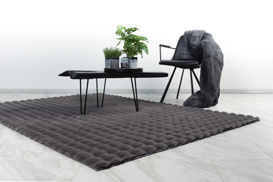Webteppich HARMONY ca. 200x290cm in Farbe graphite, Teppich, Raumteppich, Grau, Gemusterter Teppich, Wohnzimmerteppich