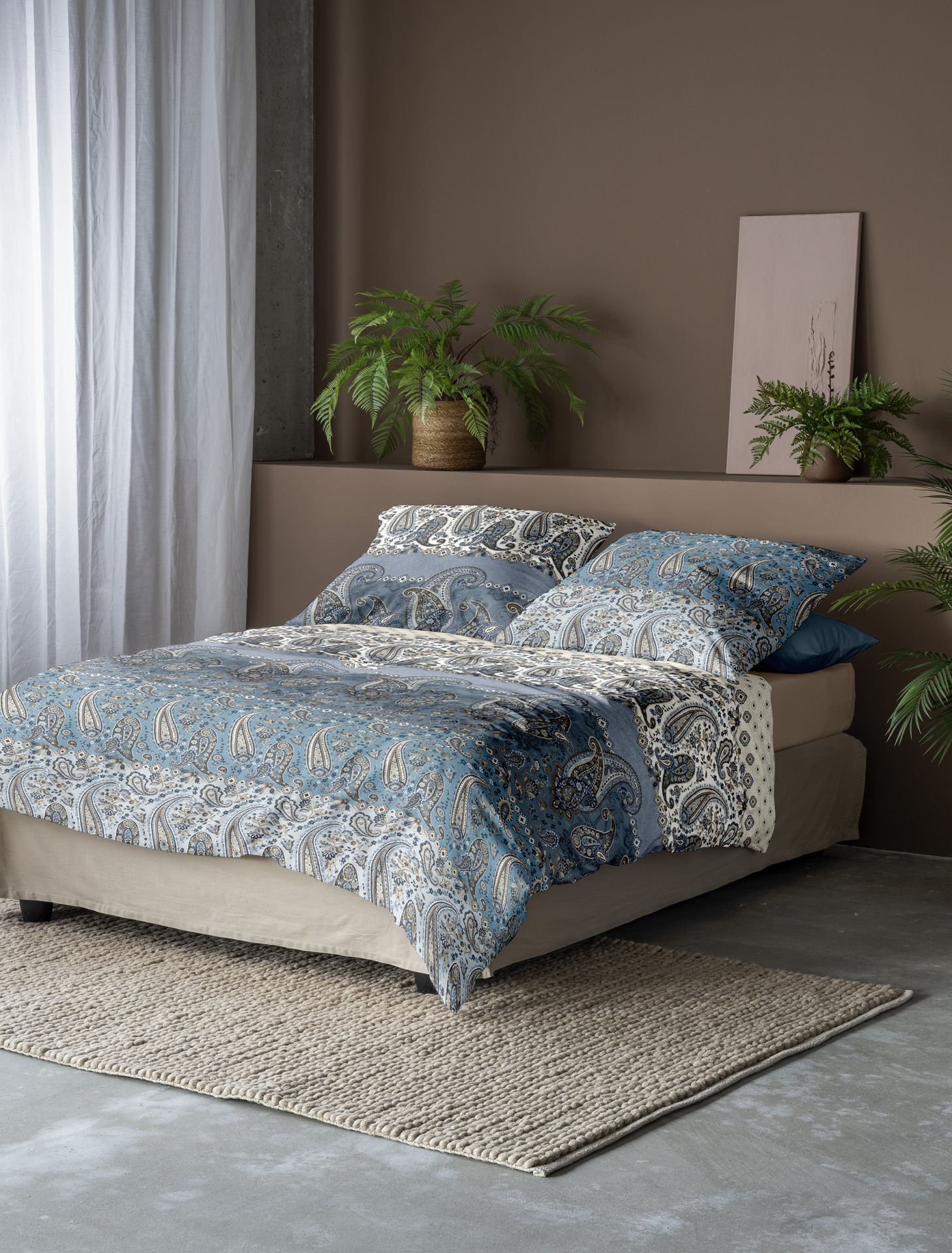 irisette Mako-Satin Bettwäsche 155x200 in Farbe blau, Moebel, Bett, Pflanze, Dekoration für Zuhause, Bettlaken