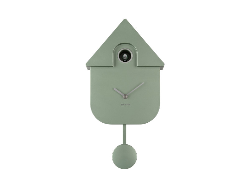 Wanduhr MODERN CUCKOO in 41x8,5x21,5 cm, Uhr, Kuckucksuhr, Wanduhr, Pendeluhr, Grün