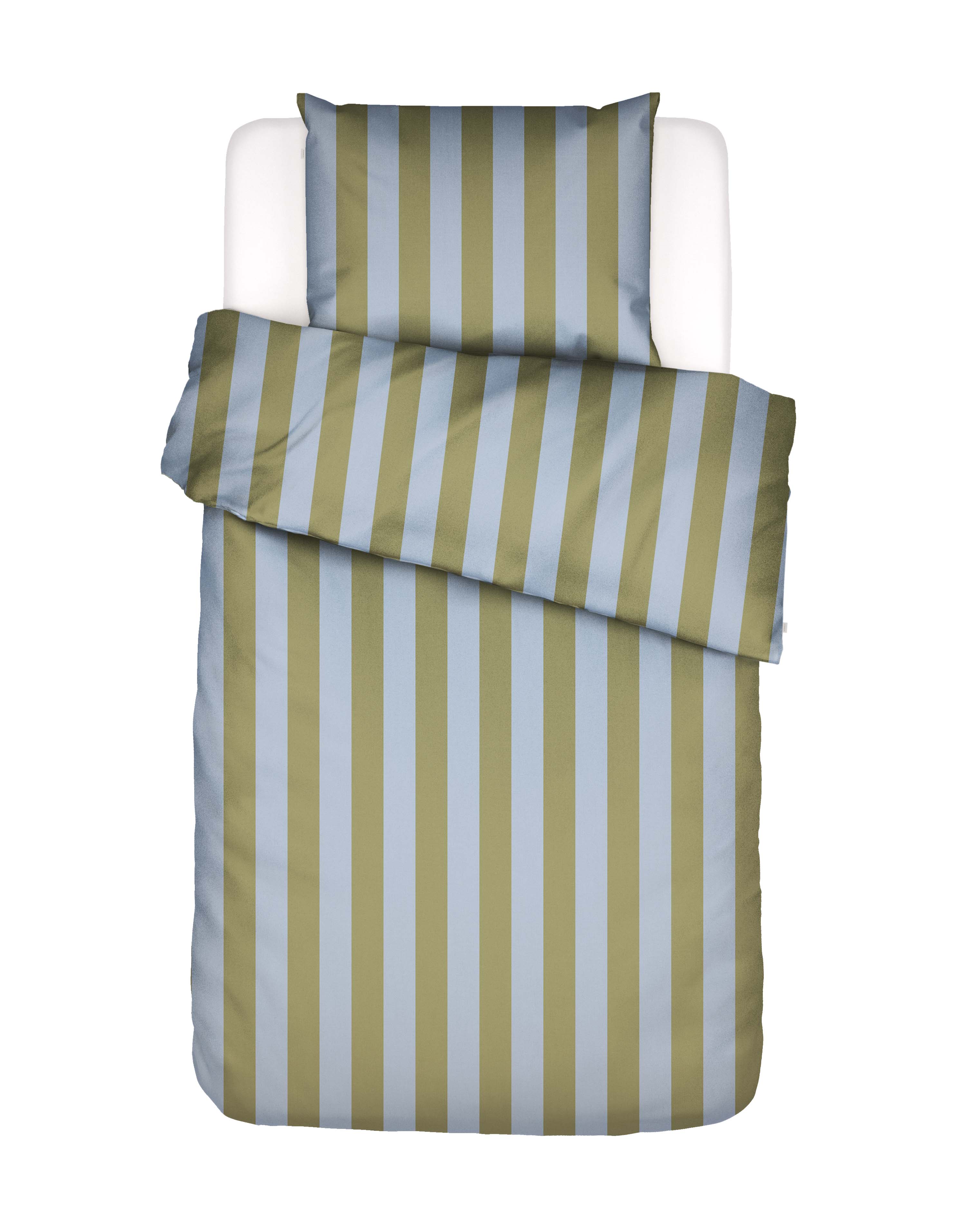 Bettwäsche MINTE STRIPE ca. 155x220cm in Farbe Cedar Green - Ice Blue, Bettwäsche, Streifen, Bettbezug, Kissenbezug, Laibe Muster