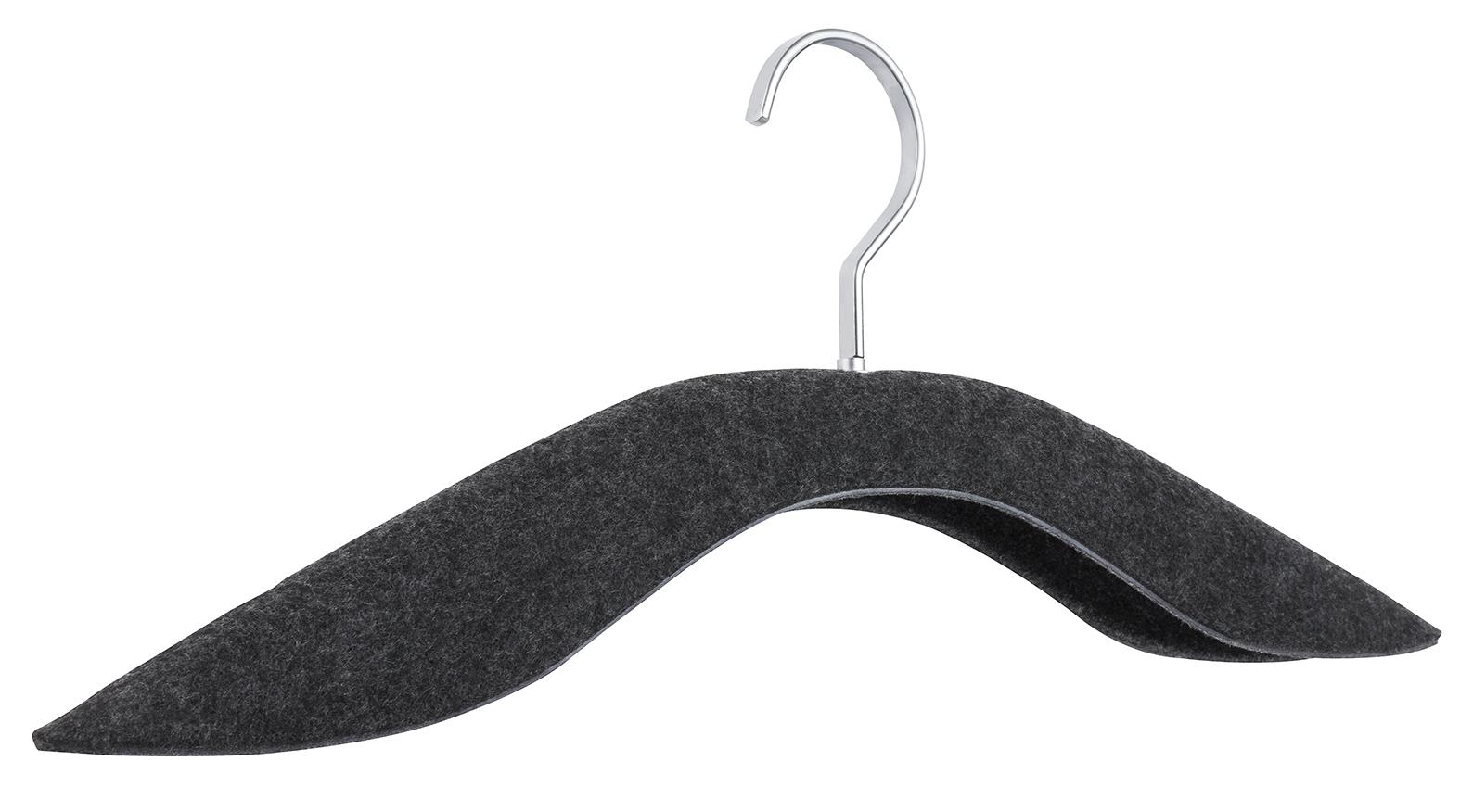Pieperconcept Garderobenbügel Cappello in Filz-Optik anthrazit mit silber verchromten Haken