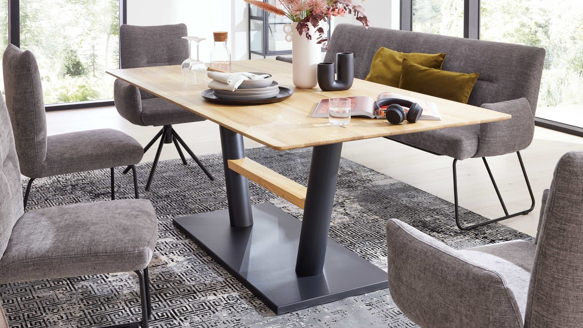 Interliving Esstisch IL 5105 ca. 180x100cm in Charakter-Eiche massiv geölt, Moebel, Tabelle, Tischplatte, Esstisch, Kaffeetisch