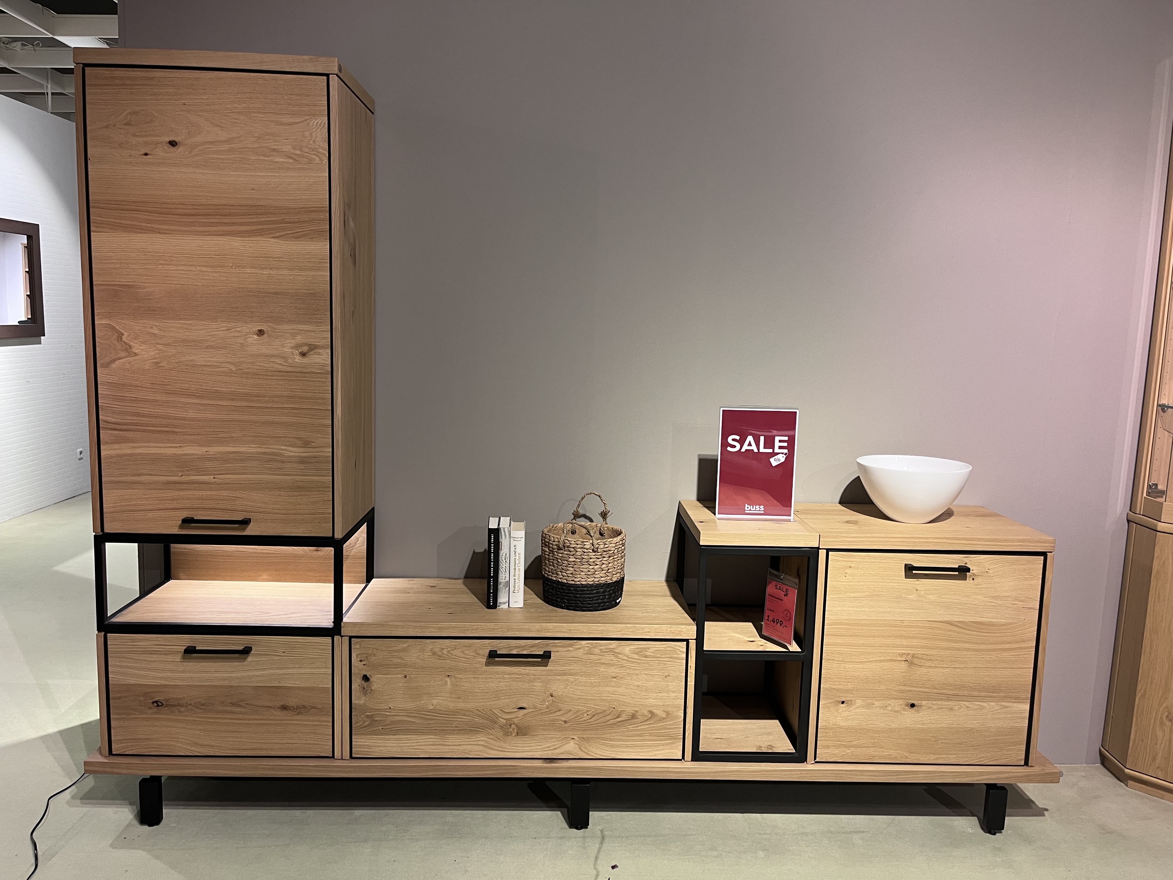 Henders & Hazel Anbauwand in Eiche furn. Natur, ca. B 250 cm