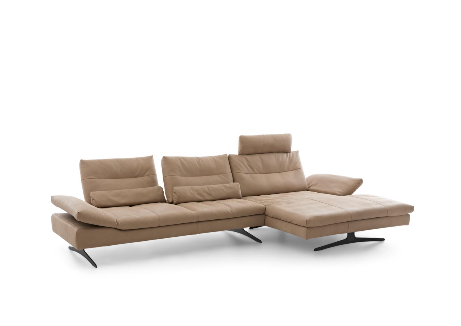 W. Schillig Polstergruppe SEVENTY5 ca. 342x158 cm in Leder sand, Sofa, Wohnlandschaft, Beige, Lederoptik, 4-Sitzer
