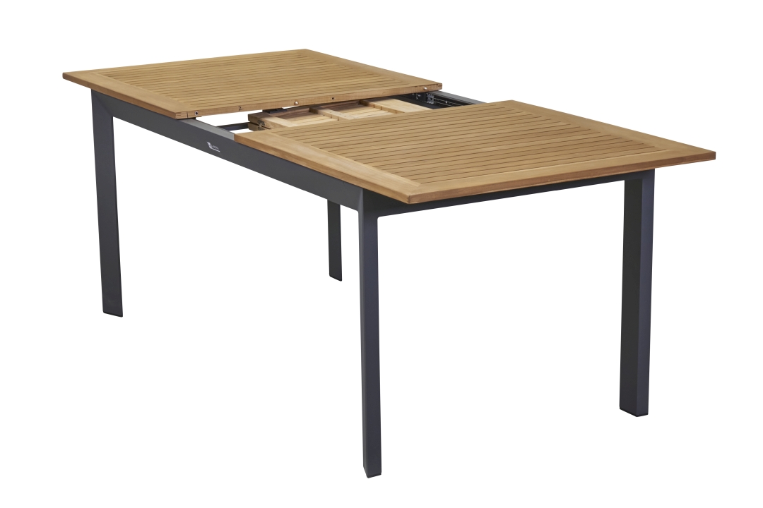 Tisch UNICAMO in Grau L.C. Wholsaler Ausziehtisch Unicamo mit Platte aus Teak natur, Moebel, Tabelle, Schreibtisch, Schublade, Esstisch
