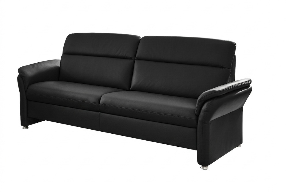 3-Sitzer MM-PN1051 in Leder Rodeo charcoal, Sofa, Schwarz, Leder, Drei-Sitzer, Armlehnen