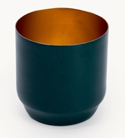 Fynch-Hatton Candle Holder DANYO in Farbe truffle, Tassenbecher, Becher, Keramik, Grün, Kupfer Innenseite