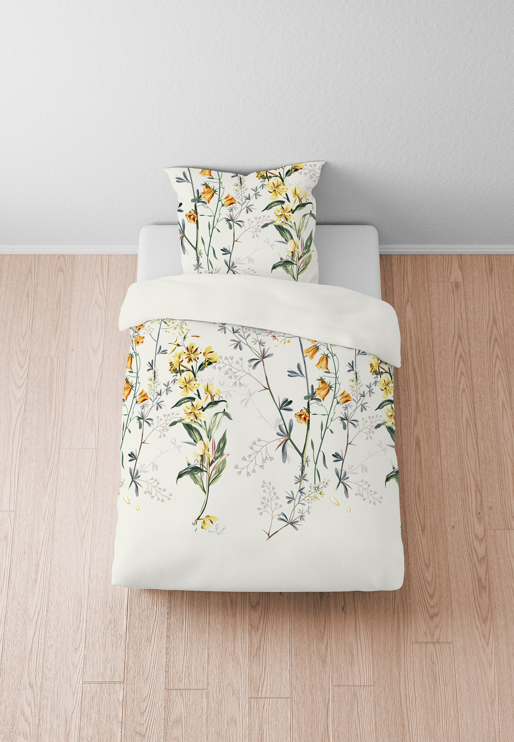 biberna SATIN-Bettwäsche ca. 155x220cm in Farbe Perlmutt, Bettwäsche, Kissenbezug, Blumenmuster, Flora, Gardinen-Optik