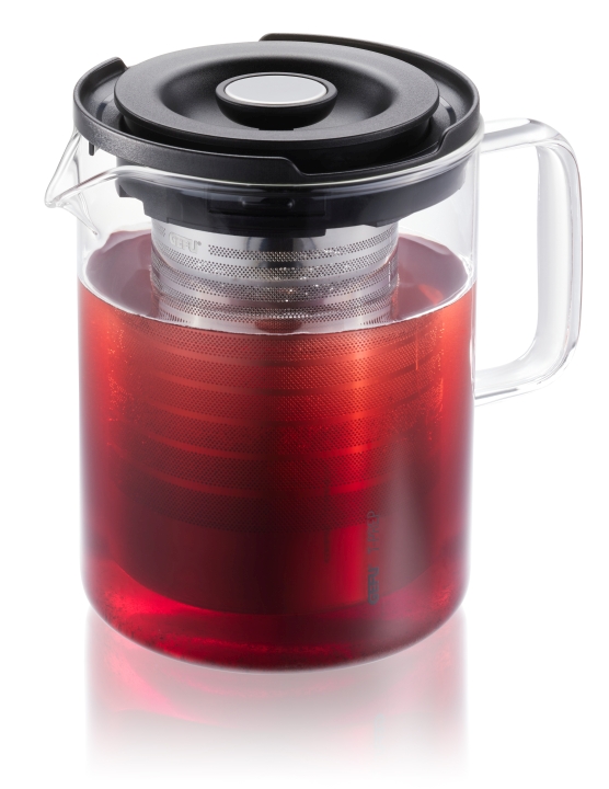 GEFU Teekanne T-PREP in Farbe schwarz/transparent