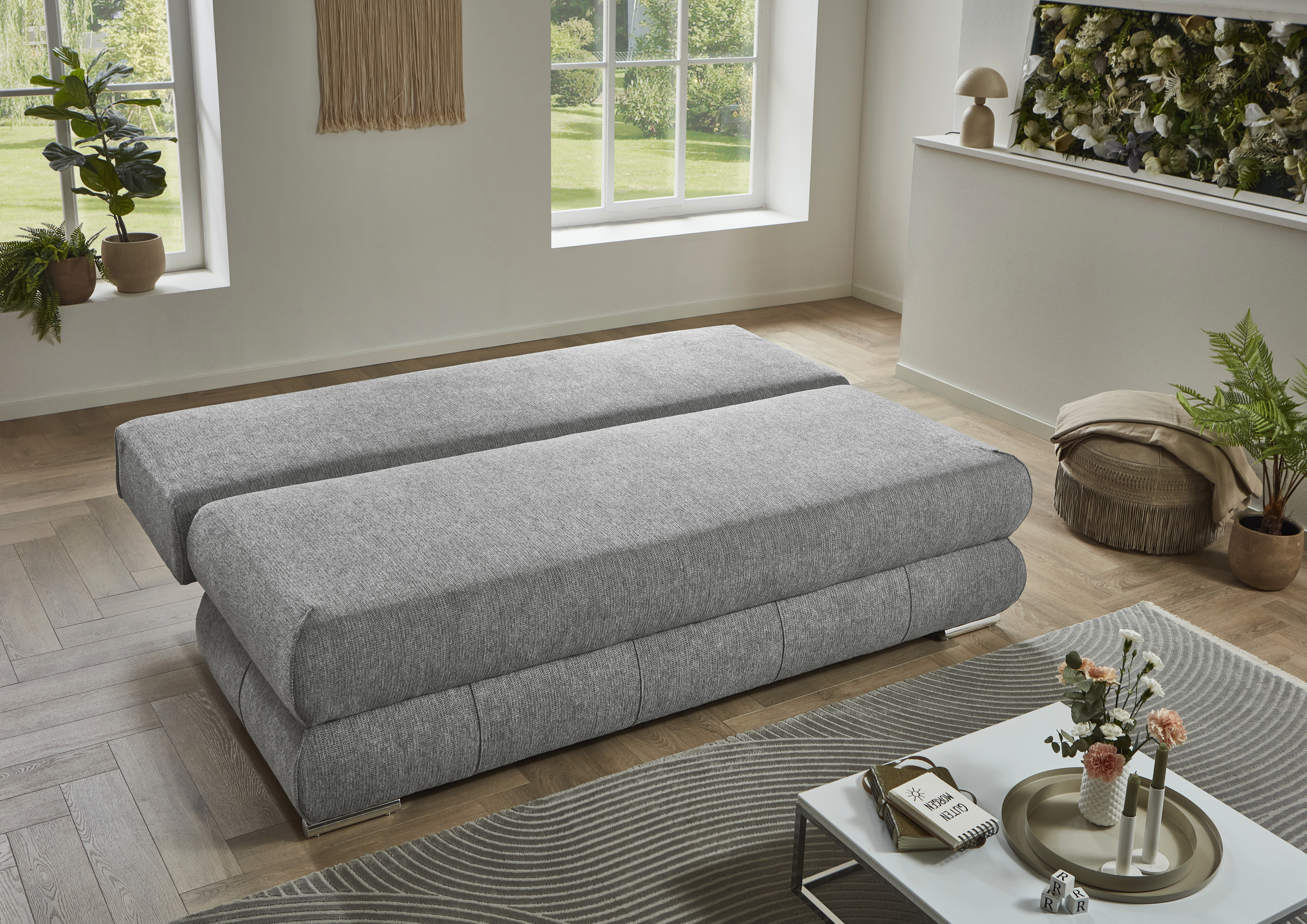 Sun Garden Verwandlungssofa BORNA ca. B199 H95 T97 cm in Stoff 50530-720 silber