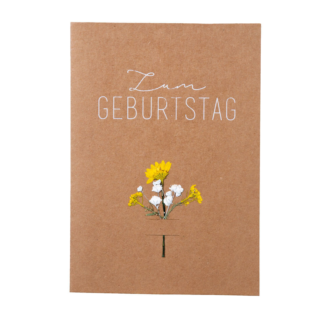 Blumenkarte "Zum Geburtstag", Geburtstagskarte, Karte, Blumen, Karton, Gelb