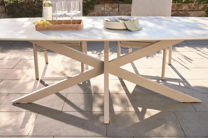 Interliving Tisch IL7014 in Platte sintered Stone beige/Aluminium taupe, Moebel, Tabelle, Esstisch, Tischplatte, Kaffeetisch