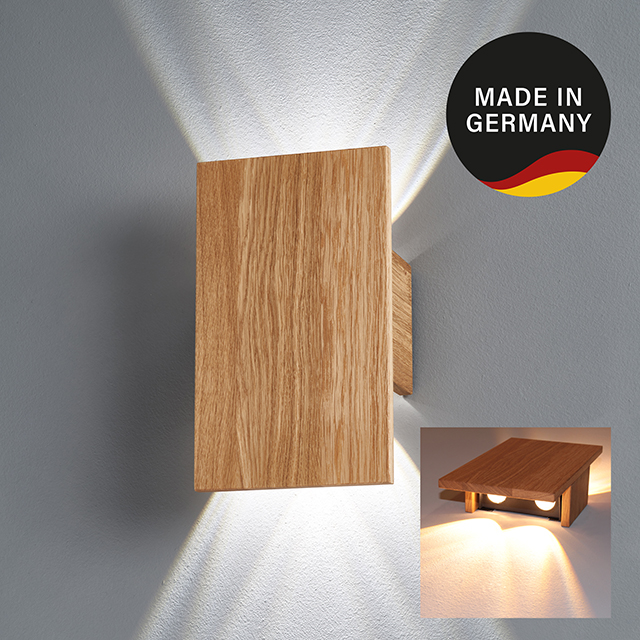 Fischer & Honsel LED-Wandleuchte SHINE-WOOD 4-flammig in Farbe Holz eiche natur geölt/Holz eiche natur geölt