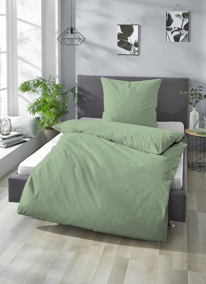 Bettwäsche ca. 135x200cm in Farbe Jadeite, Bettwäsche, Bettbezug, Kissen, Grün, Wohnzimmer
