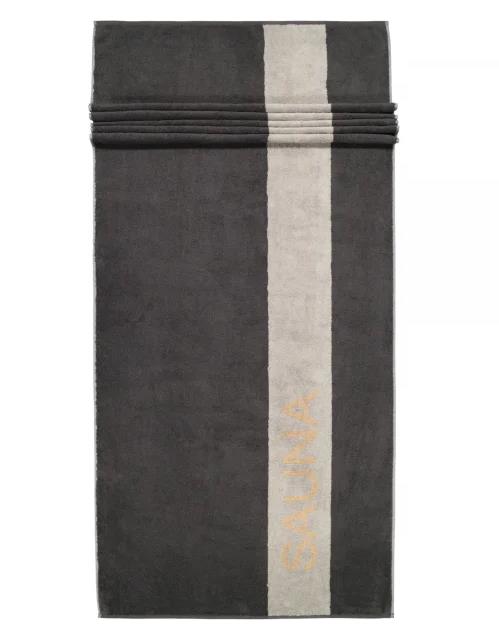 Cawö Saunatuch SAUNA 80x200cm in Farbe stone, Pochette, Taschentuch, Schwarz, Grauer Streifen, Seide, Streifenmuster