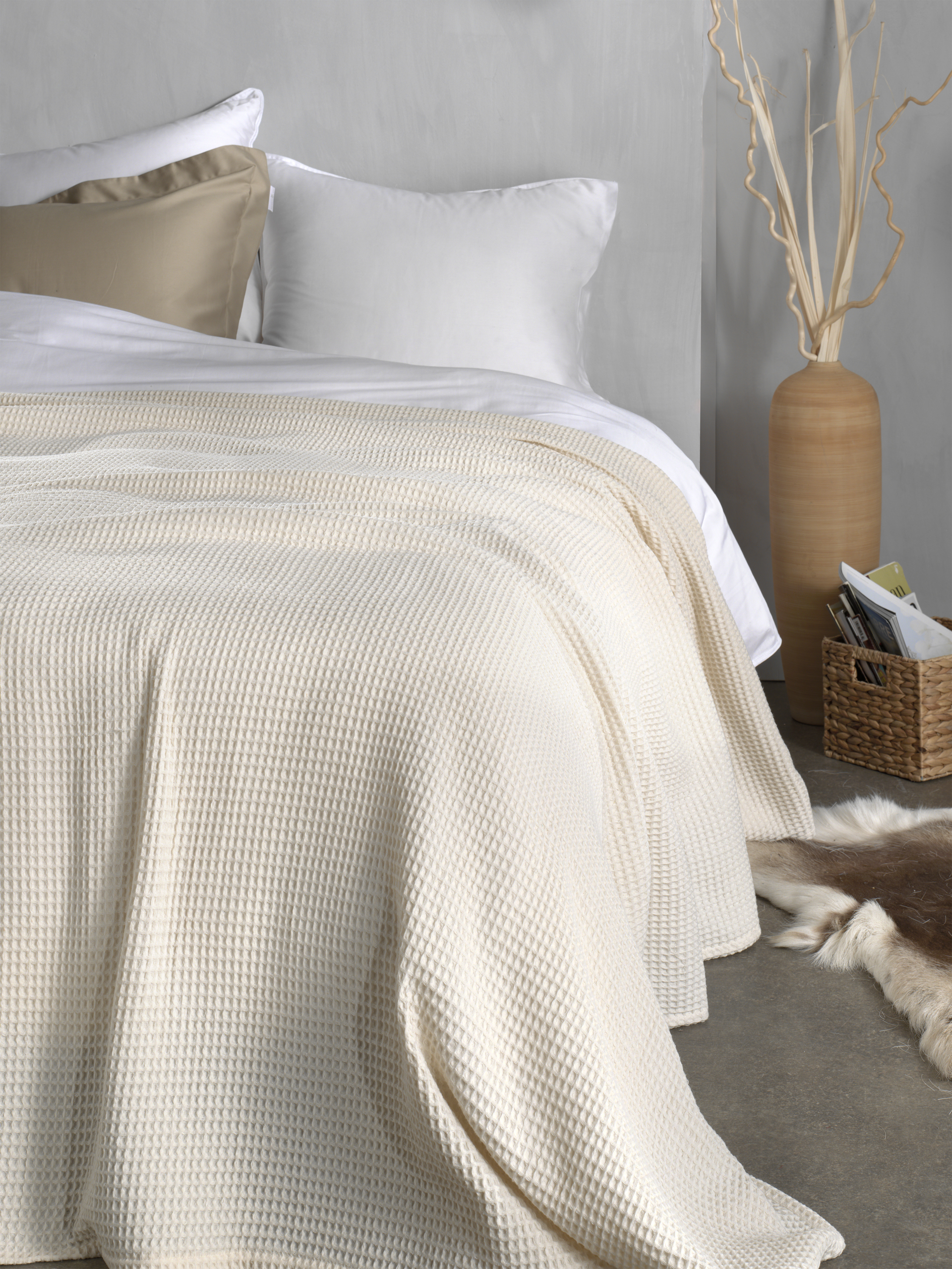 Heckettlane Bettüberwurf ca. 240x260cm in Farbe Ivory-White