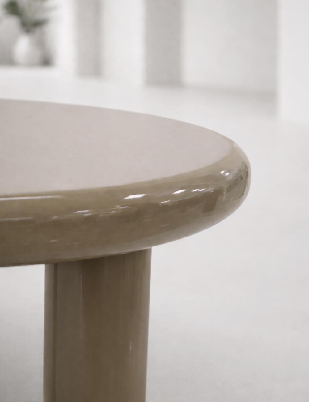 COCO MAISON Mauro couchtisch h38cm , coffee table, runde Kante, Holz, beige, glänzende Oberfläche