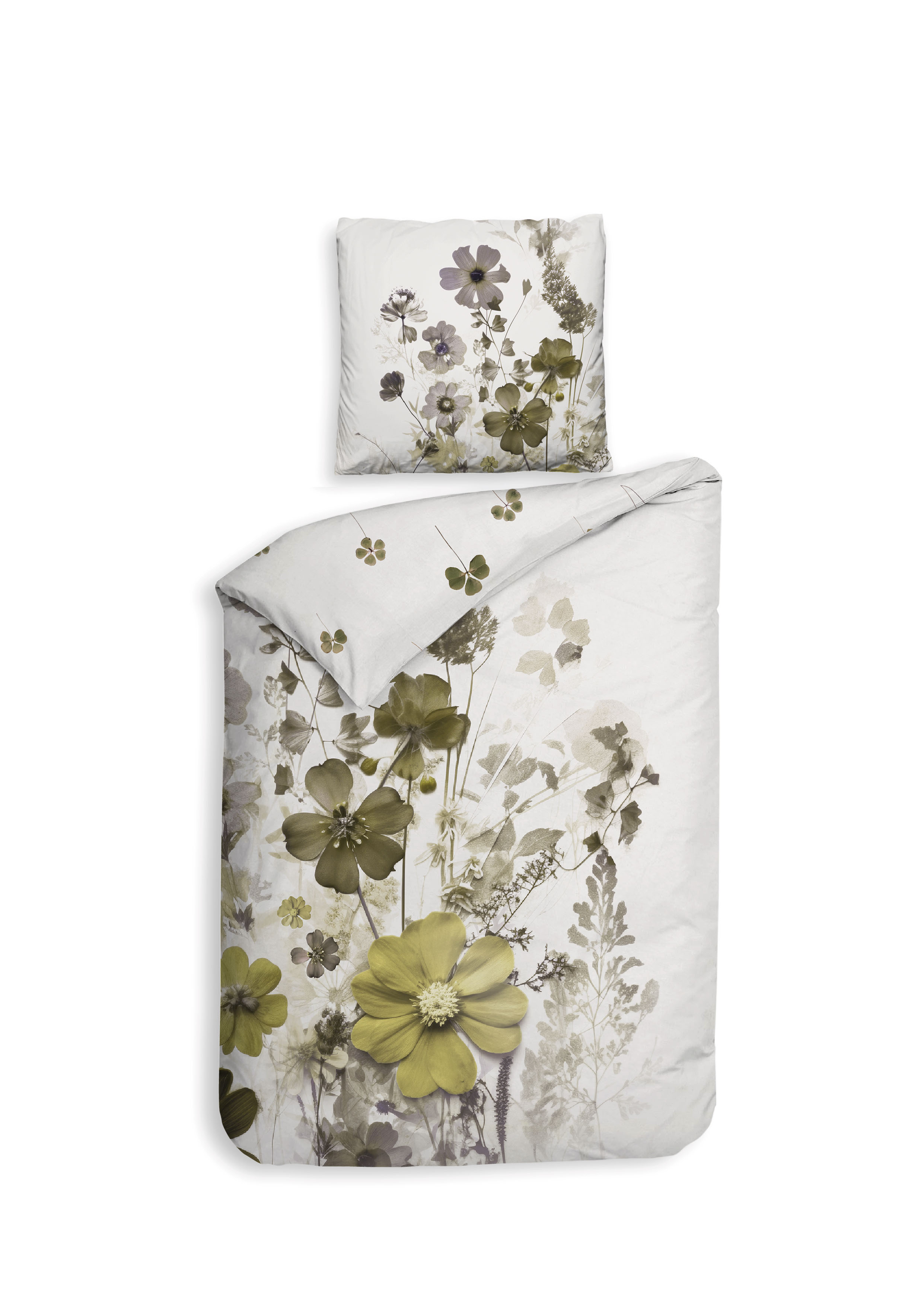 Bettwäsche ca.155x220cm in Fb.white, Bettwäsche, Blumenprint, Florales Design, Leinen/ Baumwolle?, Duvetbezug Set