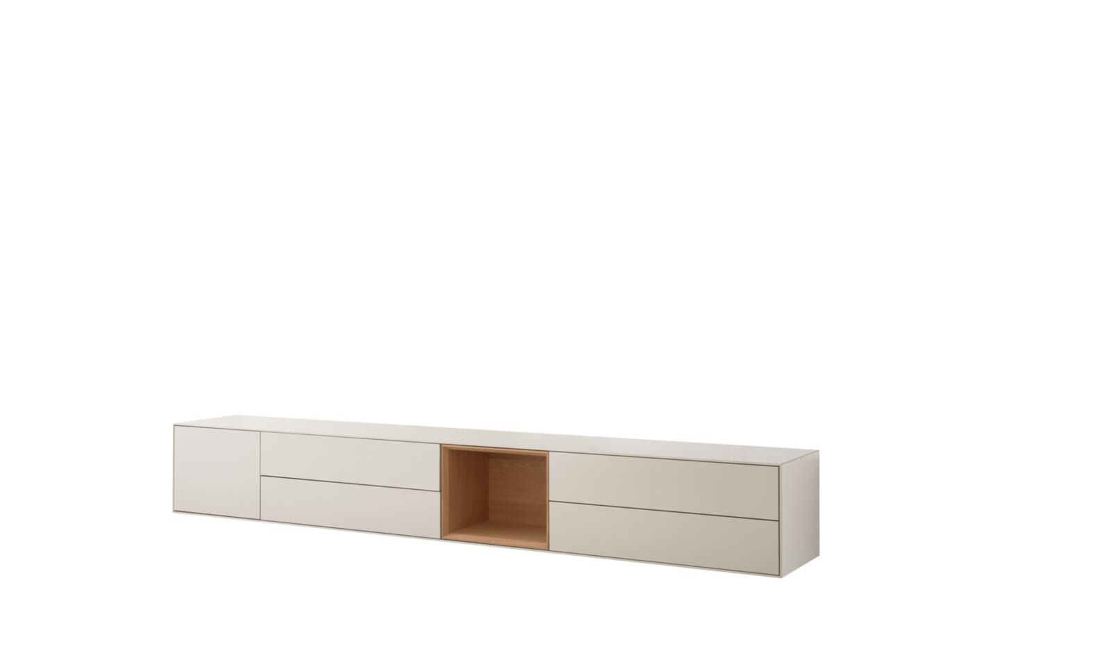 Interliving Lowboardkombination IL-2034 in Farbe Pastellsand matt lackiert/Eiche Echtholz furniert Interliving Lowboardkombination IL-2034 in Farbe Pastellsand matt lackiert/Eiche Echtholz furniert, Lowboard, Fernseherunterschrank, Sideboard, Aufbewahrung, Beige