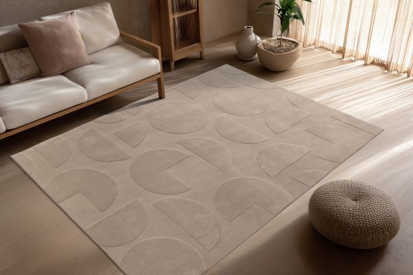 Webteppich FOCUS ca. 120x170cm in Farbe taupe Webteppich FOCUS ca. 120x170cm in Farbe taupe, Teppich, Samtweich, Wohnzimmer, Rundungen, Beige
