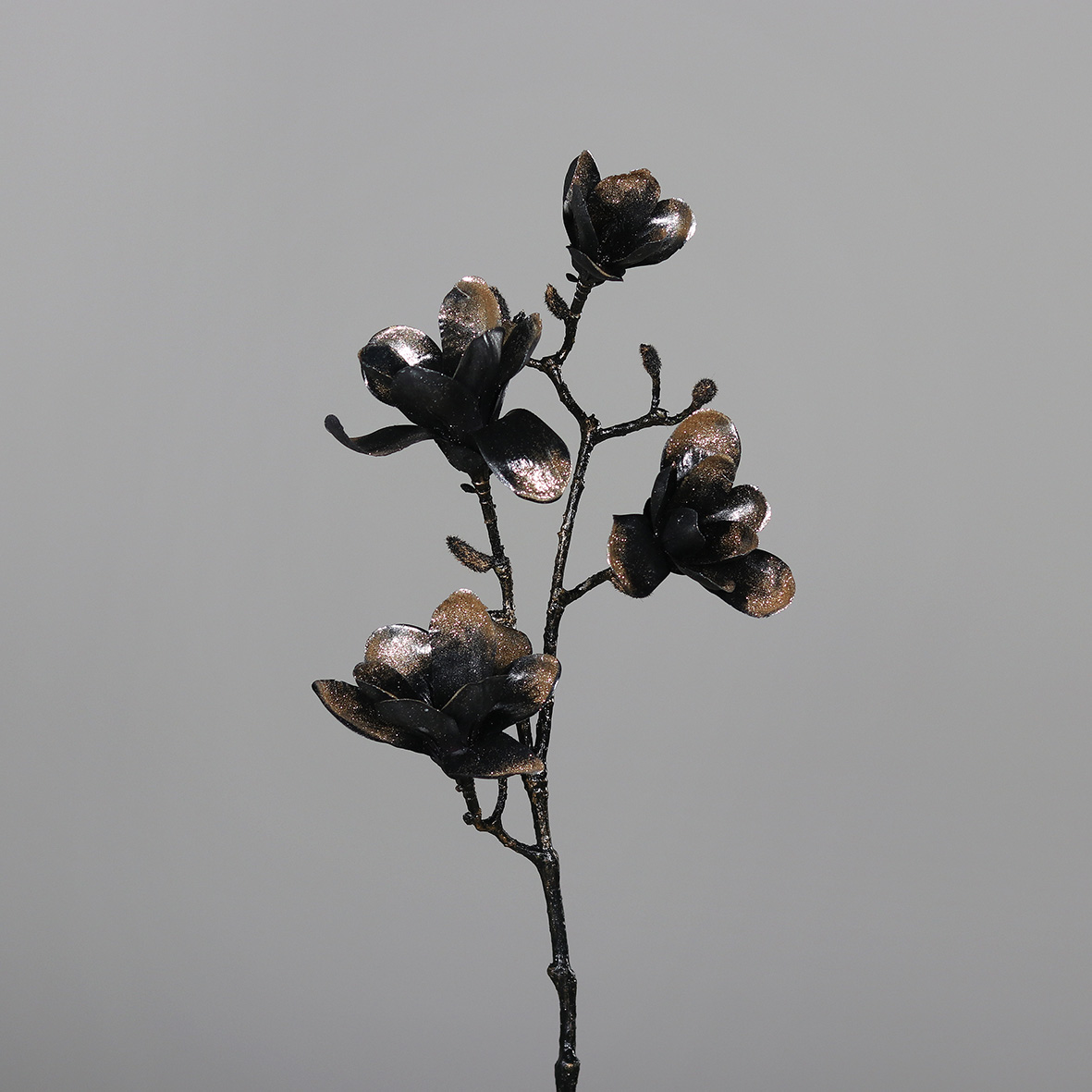 DPI Magnolie m. 4 Blüten 25378-96 ca.85cm in H:85cm , gold, Knospe, Blume, Pflanze, Sprossen, Knospe, Blume, Pflanze, Sprossen