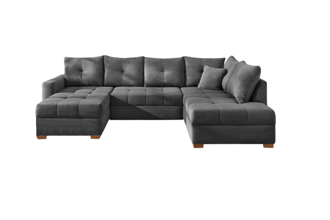 Wohnlandschaft Abby ca. 170x313x200 Grau JOB Wohnlandschaft ABBY ca. 170x313x200cm in Dessin Cord dunkelgrau, Couch, Mobiliar