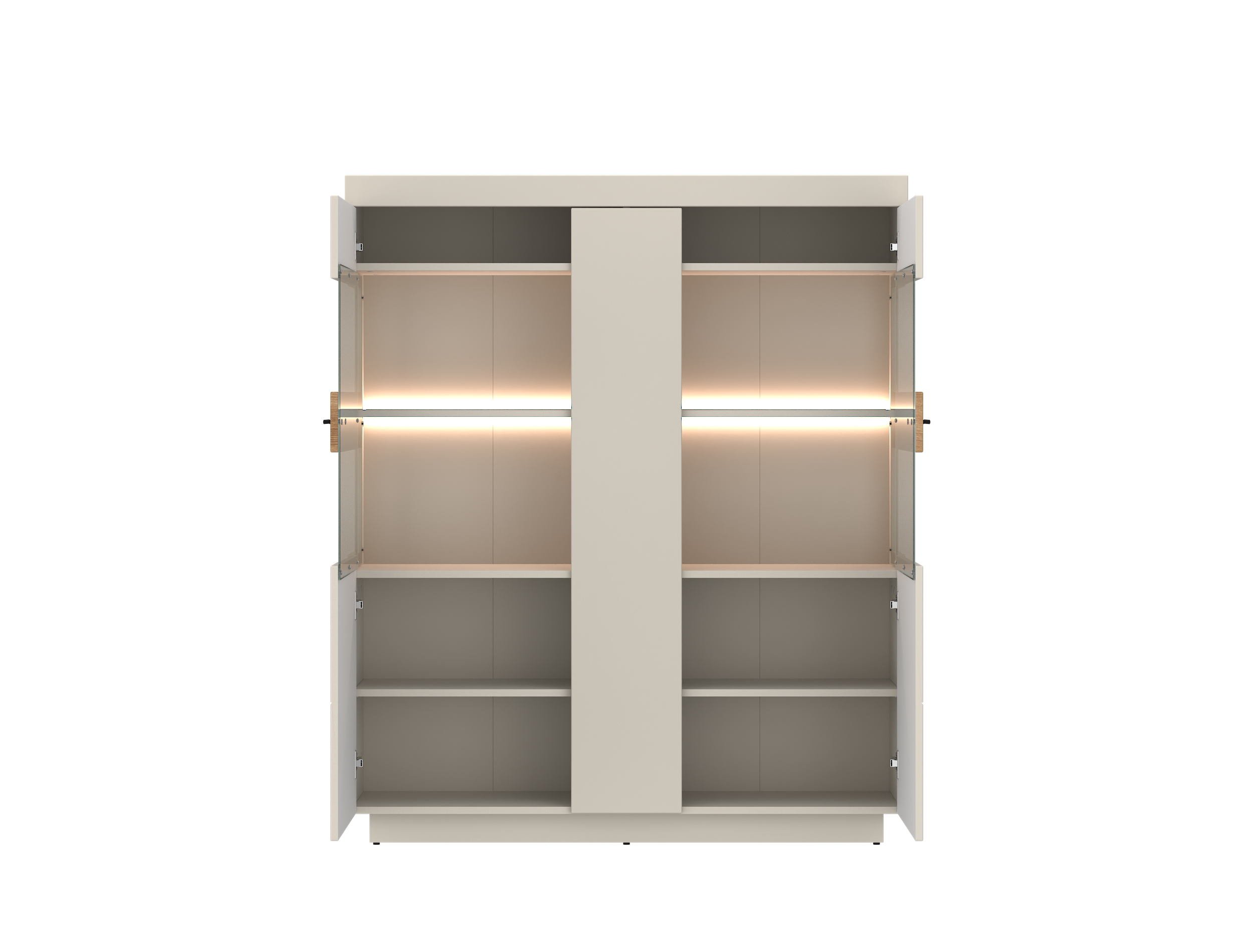 Wojcik Meble Vitrine LIGHTNING in Cashmere Dekor,Abs.Coast Evkoe, Geräteschrank, Schrank, Regal, Schrank mit LED, Spiegelfront?