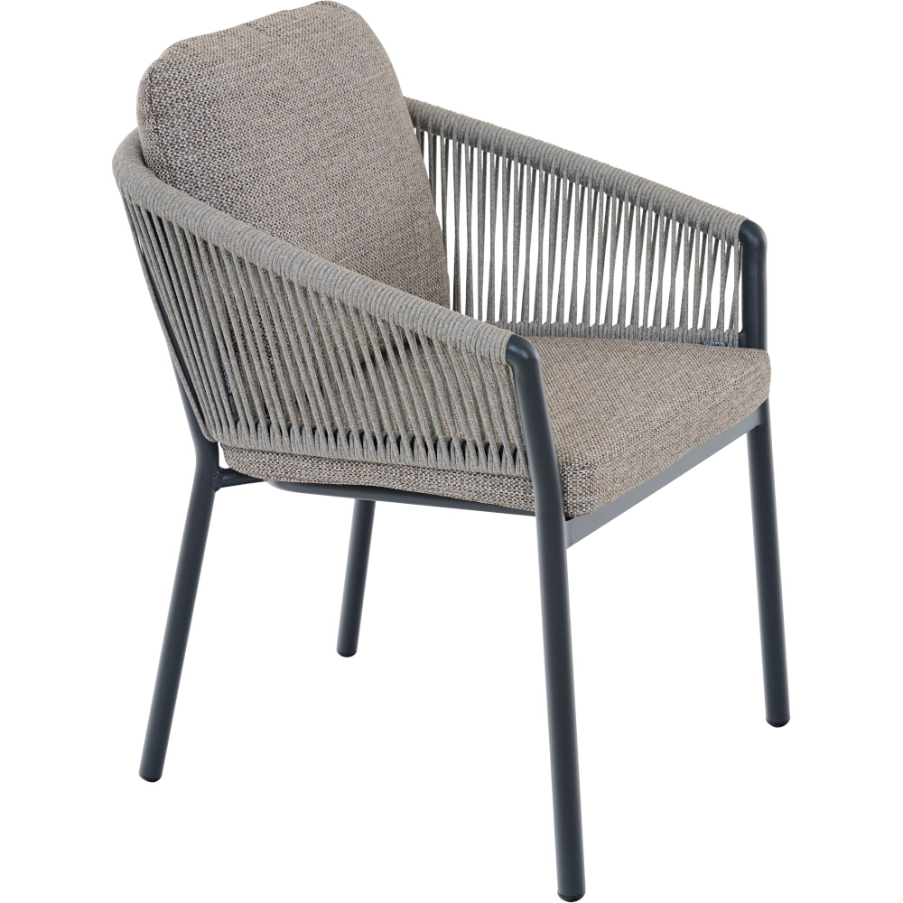 Stapelsessel MERANO in Farbe Aluminium anthrazit/Kissen aus Polyester in taupe braun , Stuhl, Mobiliar, Sessel
