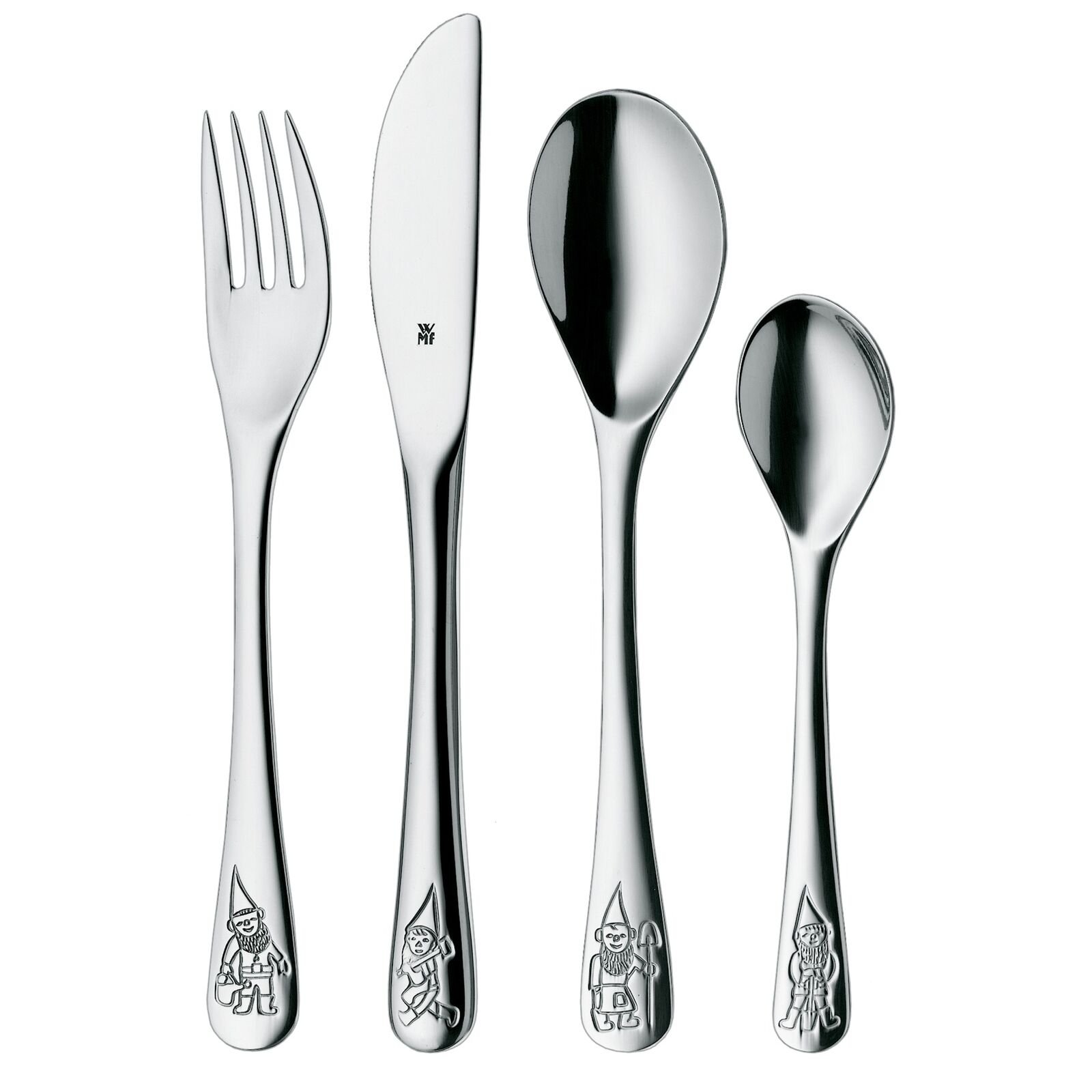 WMF Kinderbesteck-Set Zwerge, 4-teilig in poliertem Edelstahl WMF Kinderbesteck-Set Zwerge, 4-teilig in poliertem Edelstahl