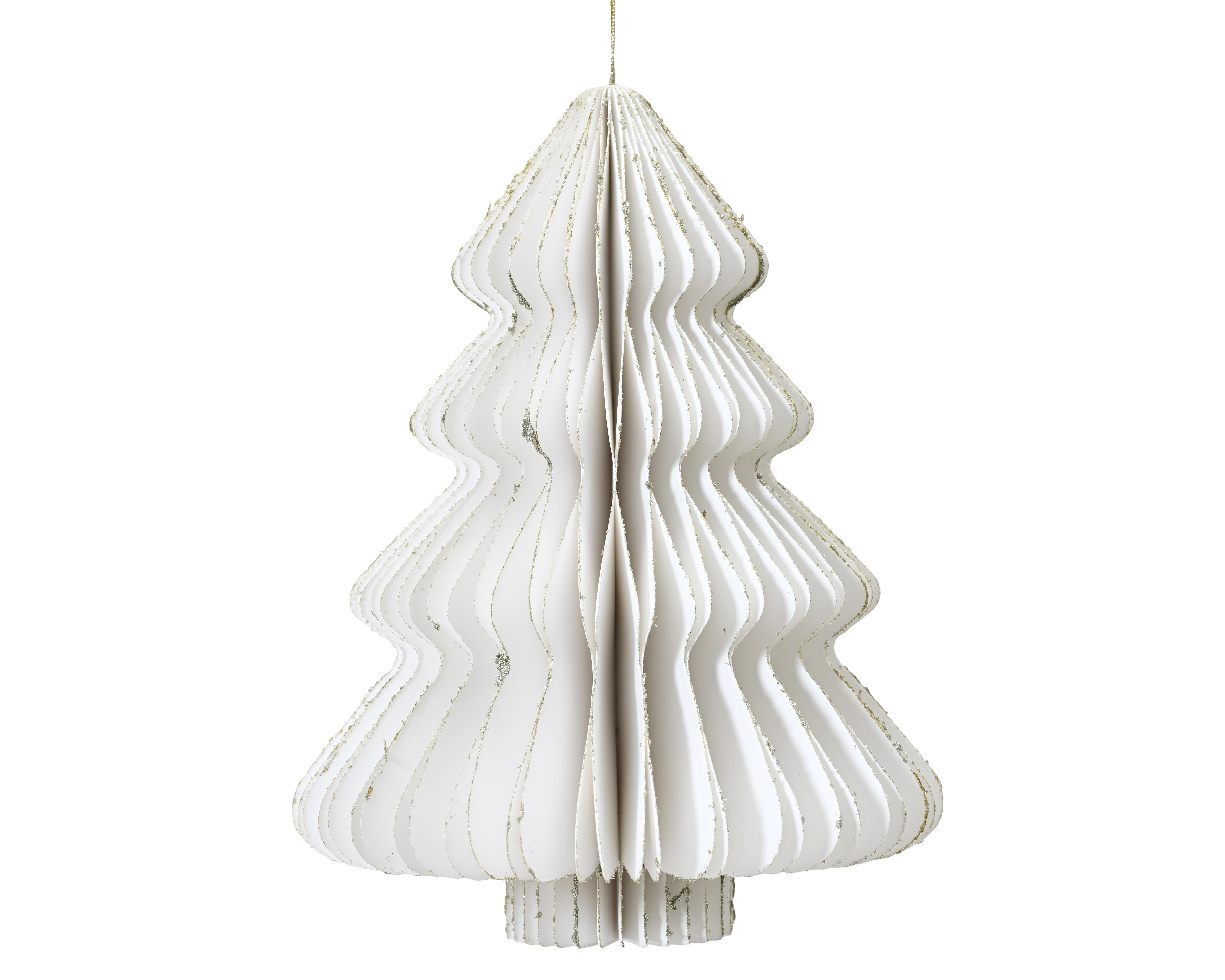 Kaemingk Baum Papier Deko 709200 in weiß Höhe ca. 15cm, Leuchter, Lampe, Kunst, Papier