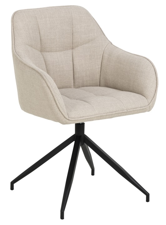 Actona Esszimmerstuhl BRENDA in Basel Stoff beige, Gestell matt schwarz