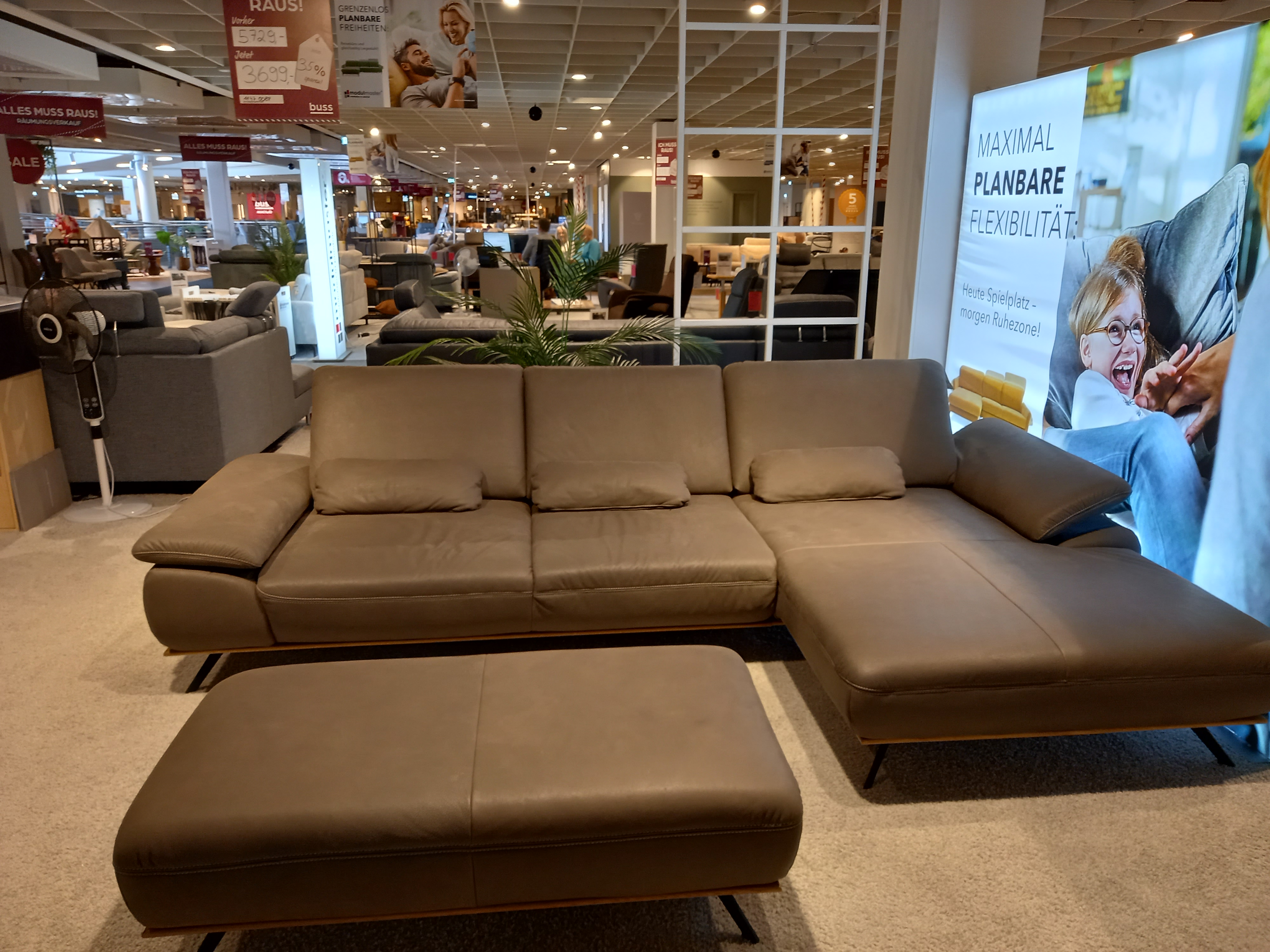Polstergruppe in Leder Aurelia slate 120, sofa, leder, edelstahlbeine, ecksofa, wohnzimmer
