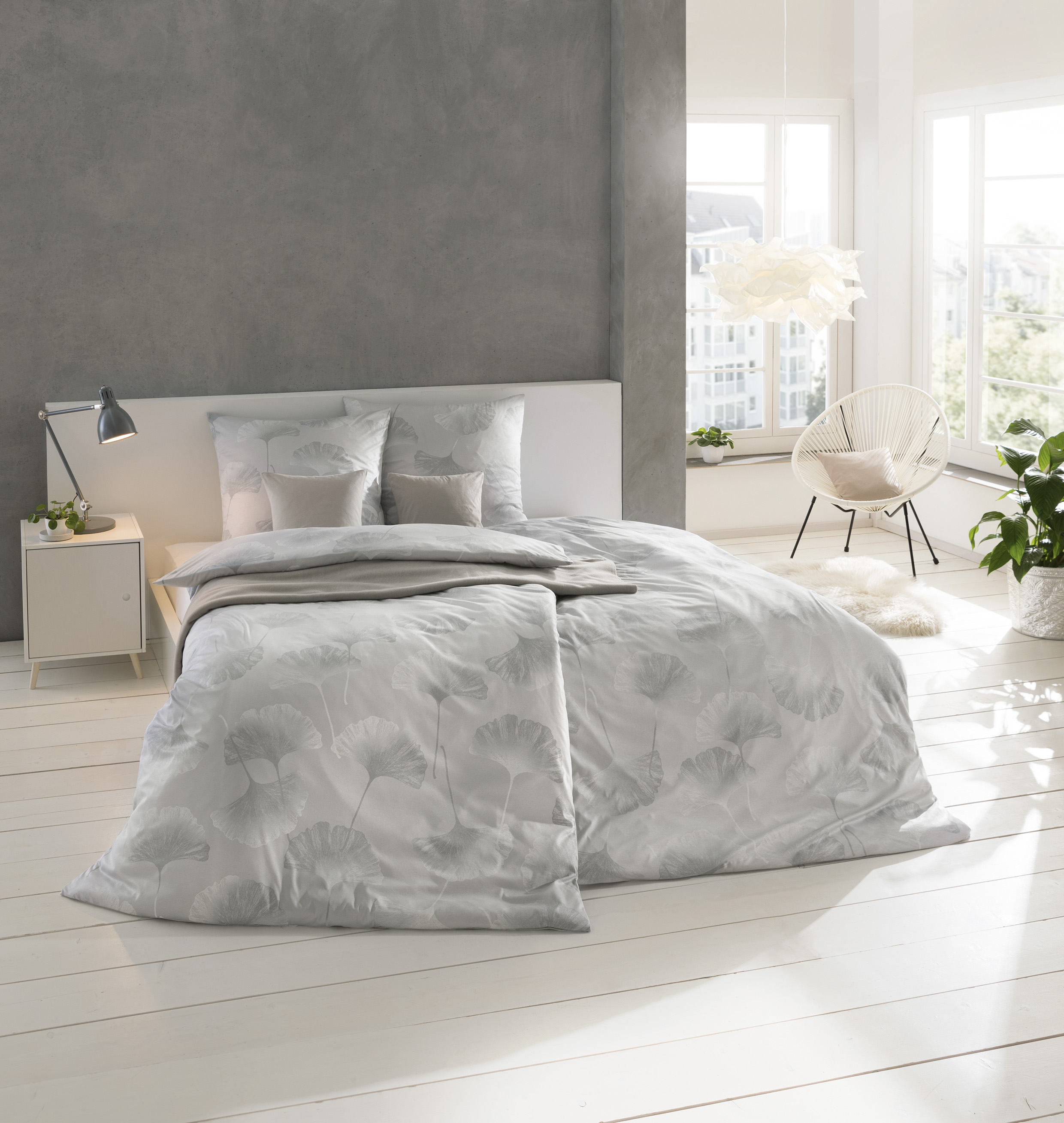 Bettwäsche ISABELLA ca. 155x220cm in Farbe platin, Moebel, Lampe, Innenarchitektur, Bett, Dekoration für Zuhause