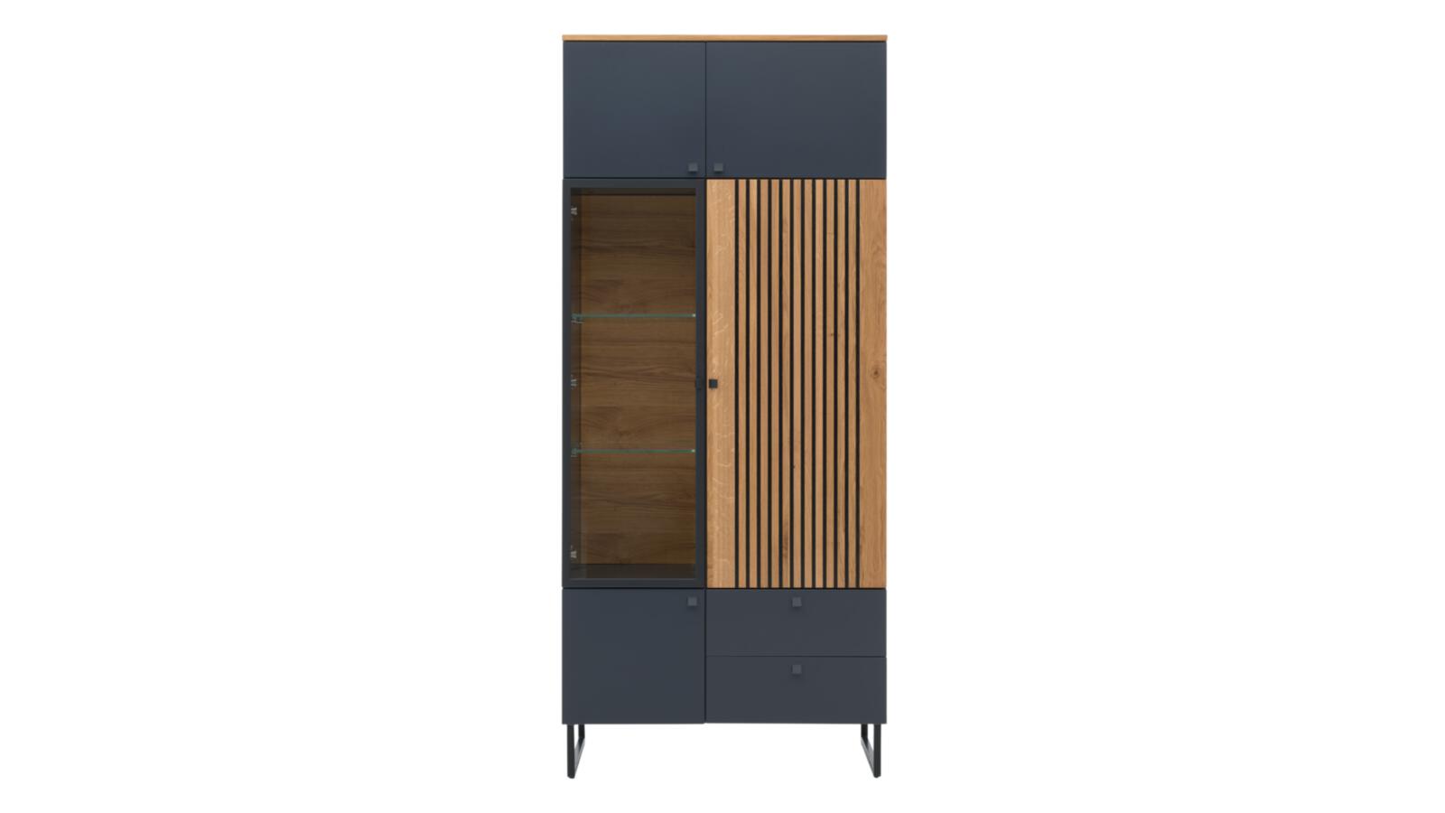 Interliving Vitrine INTERLIVING-5605 B/H/T ca.86x194x42cm in Lack quarzgrau