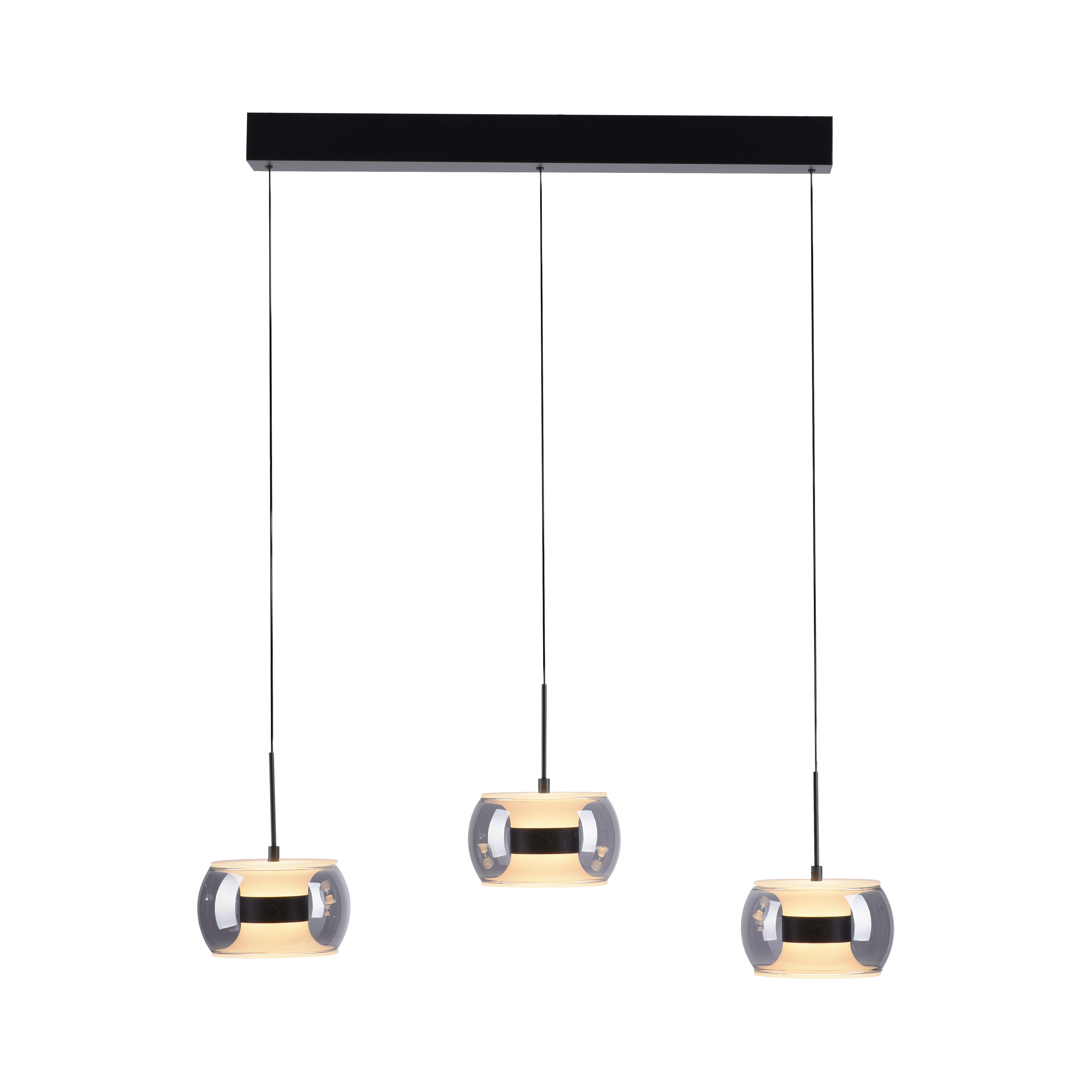 Paul Neuhaus LED-Pendelleuchte FUMEA 3-flammig in Farbe schwarz Paul Neuhaus LED-Pendelleuchte FUMEA 3-flammig in Farbe schwarz, pendant light, hängende lampe, 3-licht-fassung, schwarzer akzent, glasschirm