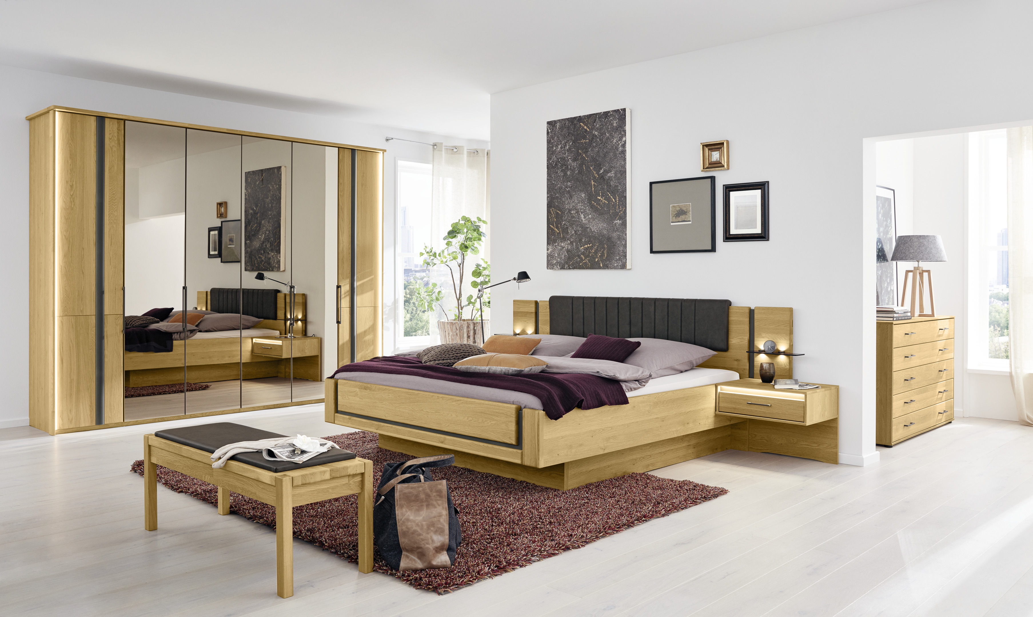Musterring Komfort-Schlafzimmer SORRENT ca. 180x200cm in Front Natur Eiche teilmassiv/Korpus Eiche Nachbildung Musterring Komfort-Schlafzimmer SORRENT ca. 180x200cm in Front Natur Eiche teilmassiv/Korpus Eiche Nachbildung
