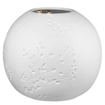 Goldvogel Vase 22,5 cm in , Vase, Keramik, Weiß, Blumenmuster, Embossed