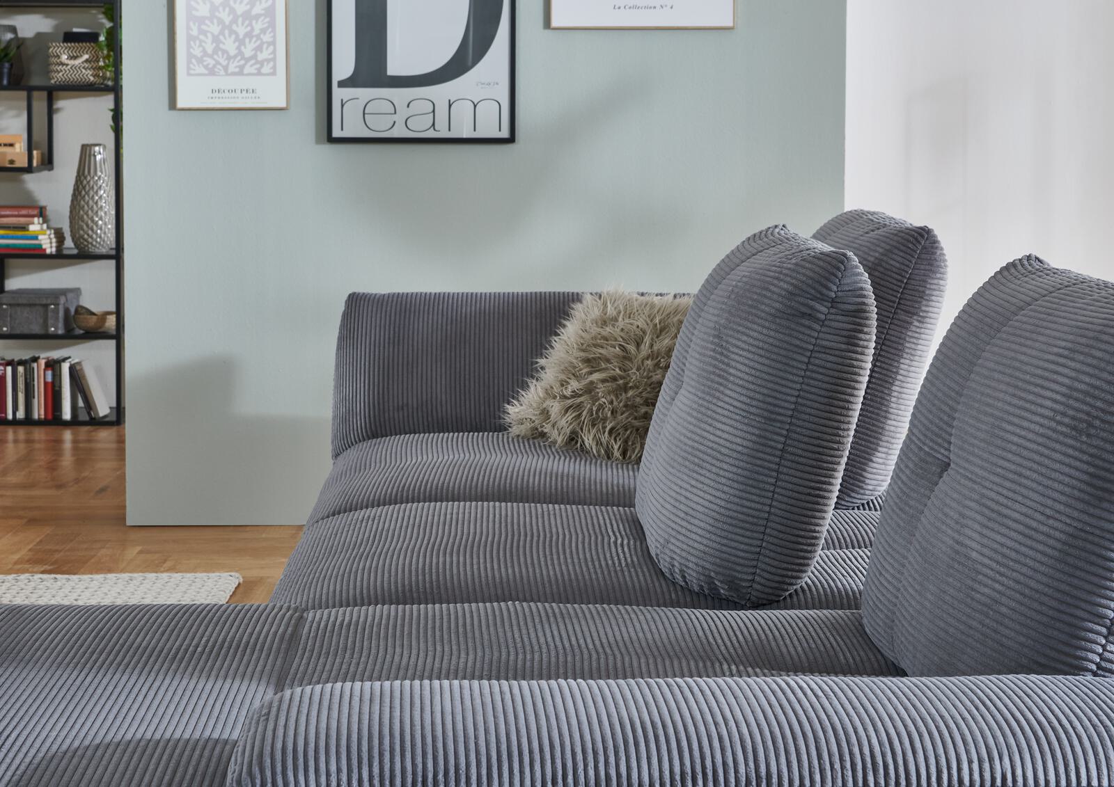 Poco Polstergruppe DOVER ca. 301x191cm in Stoff Cord Lincoln hellgrau