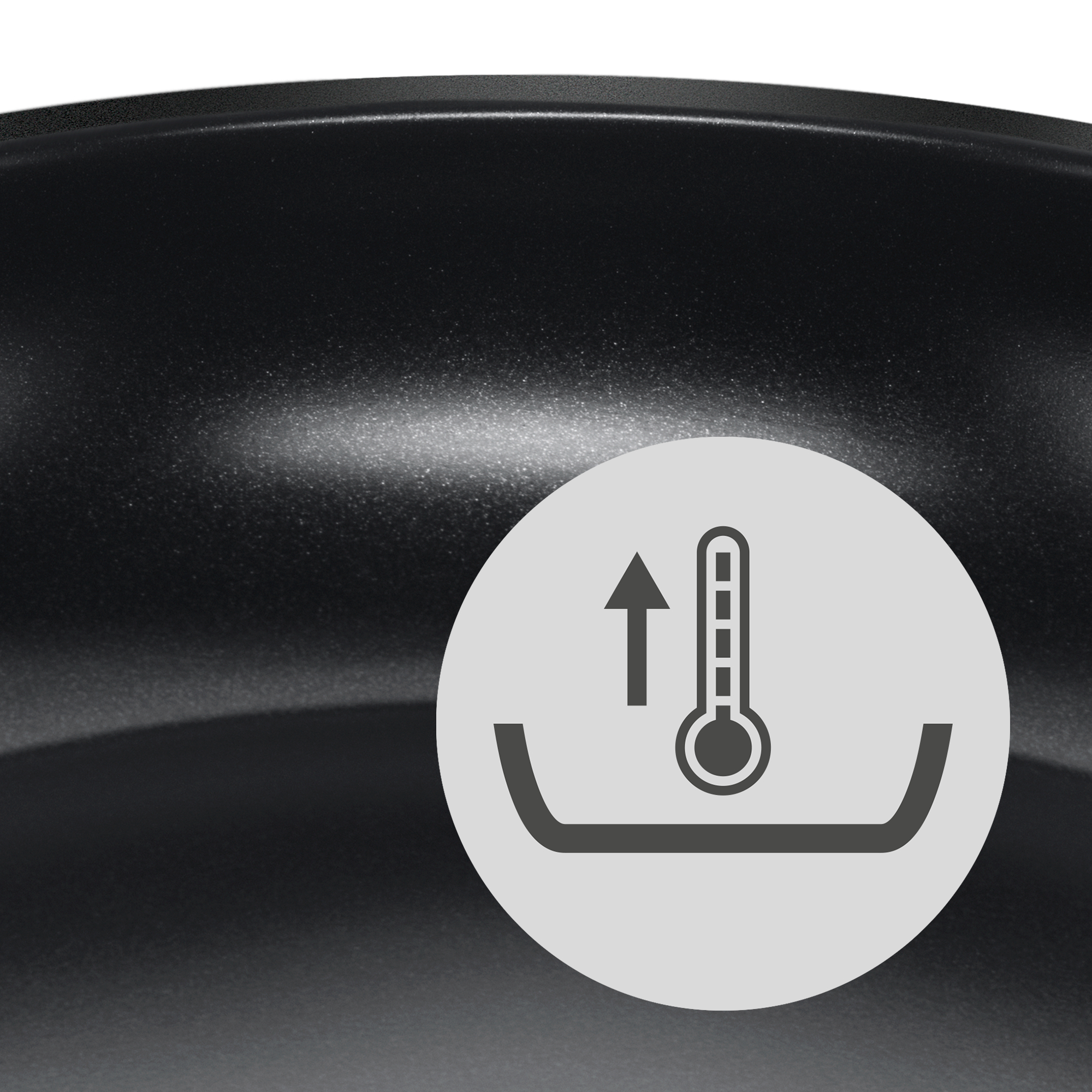 WMF Durado Stielpfanne, 28 cm in Edelstahl, Thermometer, Temperatur, Pfanne, Antihaft, Schwarz