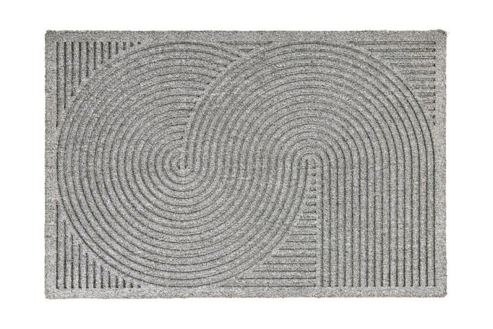 Golze & Söhne Türmatte Graphic Deluxe ca. 45x75cm in Farbe silber , fußmatte, t retro, grau, kreis Muster, gummi textil